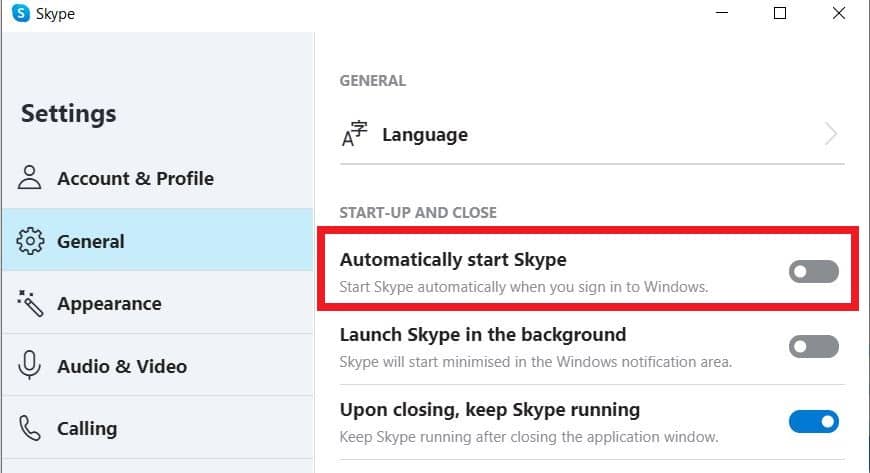how to stop skype from starting automatically windows 10